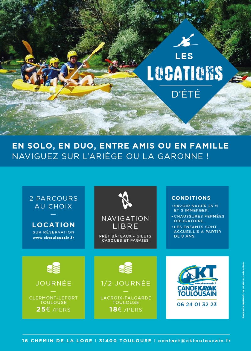 Location de canoë-kayak sur l'Ariège et la Garonne